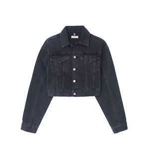 DL1961 x Marianna Hewitt Cropped Black Denim Jacket - XS